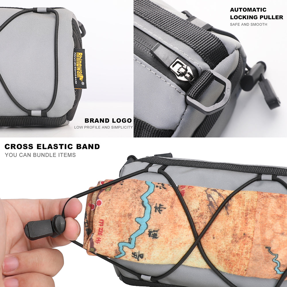 RHINOWALK RK9103 Reflective Polyester+PU Bicycle Handlebar Bag with Shoulder Strap RHINOWALK RK9103 Reflective Polyester+PU Bicycle Handlebar Bag with Shoulder Strap